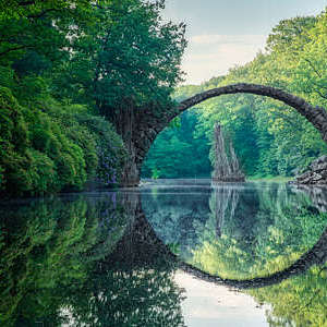 An arch bridge in Kromlau, Germany.