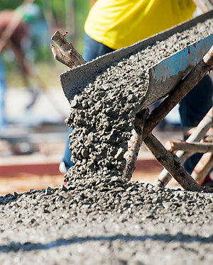 Concreting the floors of a building.