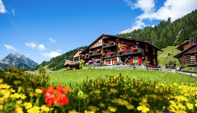 Austrian-style chalets in Sappada, Italy.