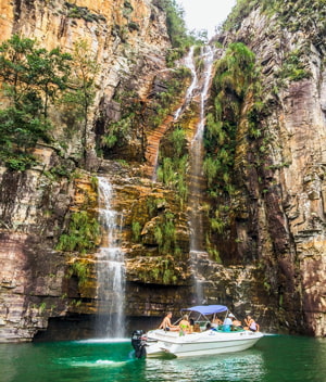 Boat trip to to waterfalls, Furnas lagoon.